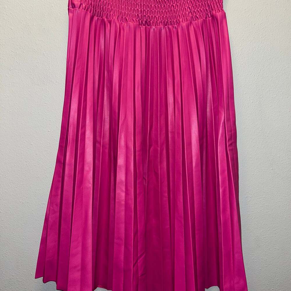 B.YU Vegan Leather Pink Ruffled Skirt